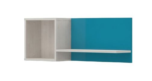 Wall shelf for children's room Peter 06, Colour: White Pine / Turquoise - Dimensions: 35 x 95 x 20 cm (H x W x D)
