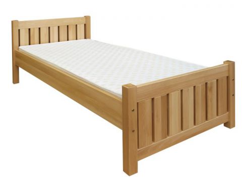 Single bed / day bed solid, natural beech wood 107, including slatted frames -Dimensions: 100 x 200 cm