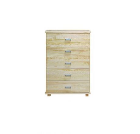 5 Drawer Chest Columba 10, solid pine wood, clearly varnished - H124 x W80 x D50 cm