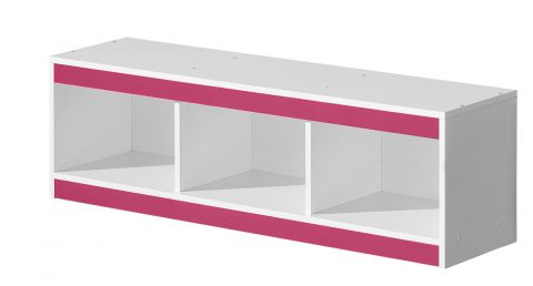 Children's room - Suspended rack / Wall shelf Walter 10, Colour: White / Pink high gloss - 41 x 120 x 32 cm (h x w x d)