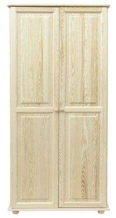 Wardrobe Junco 12B, solid pine wood, clearly varnished, 2 doors - size H195 x W92 x D59 cm