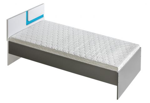 Children's bed / Kid bed Oskar 12 incl. slatted frame, Colour: Anthracite / White / Blue - 90 x 200 cm (L x W)