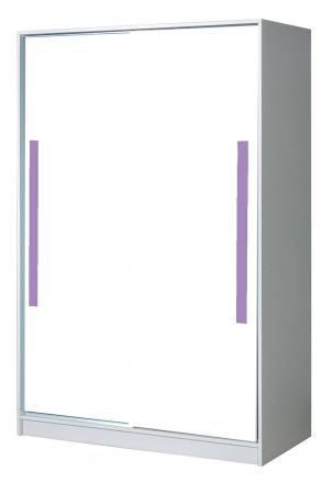 Children's room - Sliding door wardrobe / Wardrobe Walter 12, Colour: White high gloss / Purple - 191 x 120 x 60 cm (H x W x D)