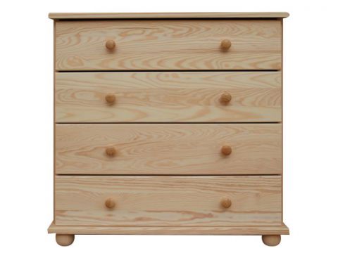 4 Drawer Chest Junco 138, solid pine wood, clearly varnished - H82 x W80 x D42 cm