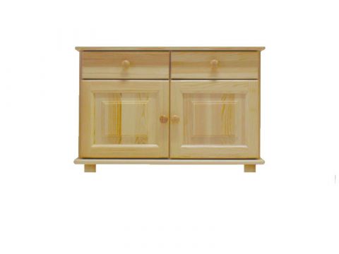 2 Door, 2 Drawer Sideboard 025, solid pine wood, clearly varnished - H55 x W80 x D35 cm 
