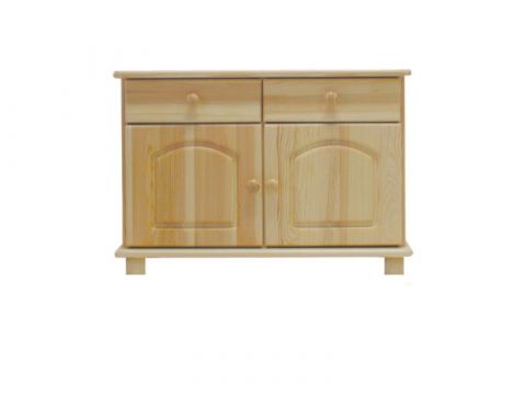 2 Door, 2 Drawer Sideboard 026, solid pine wood, clearly varnished - H55 x W80 x D35 cm