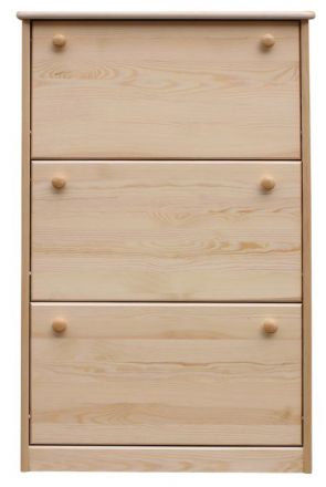 Shoe cabinet solid, natural pine wood Junco 212 - Dimensions 115 x 72 x 30 cm