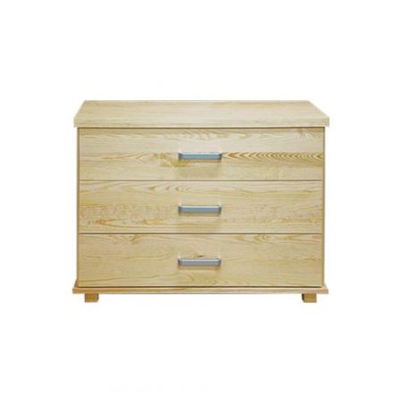 Small 3 Drawer Chest Columba 21, solid pine wood, clearly varnished - H79 x W100 x D50 cm