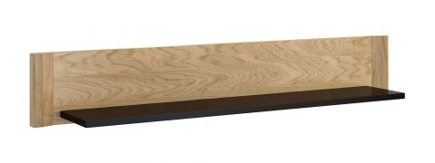 Suspended rack / Wall shelf "Topusko" 21, Colour: Oak / Black, partial solid wood - Measurements: 20 x 120 x 22 cm (h x w x d)