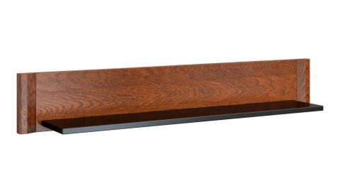 Suspended rack / Wall shelf "Lopar" 21, Colour: Wallnut / Black, partial solid wood - Measurements: 20 x 120 x 22 cm (H x W x D)