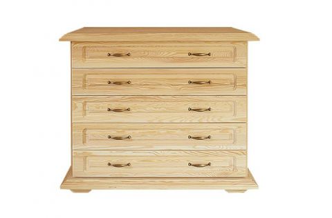 5 Drawer Chest Pipilo 21, solid pine wood, clearly varnished - H88 x W96 x D54 cm