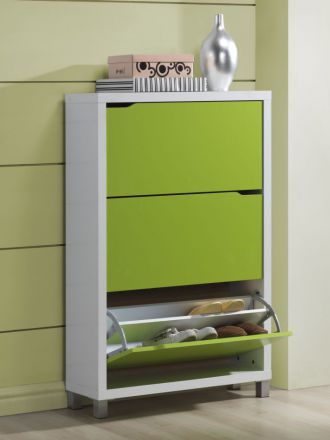 Shoe cabinet Furna 06, Colour: Green / White - Measurements: 119 x 79 x 23 cm (H x W x D)