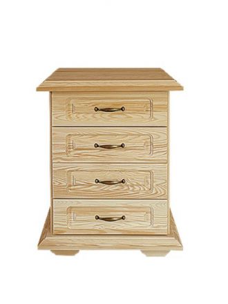 4 Drawer Chest Pipilo 25, solid pine wood, clearly varnished - H73 x W53 x D54 cm