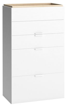 Chest of drawers Minnea 23, Colour: White / Oak - Measurements: 127 x 75 x 42 cm (h x w x d)