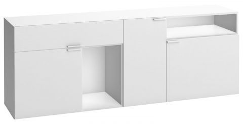 Chest of drawers Minnea 21, Colour: White - Measurements: 69 x 187 x 42 cm (h x w x d)