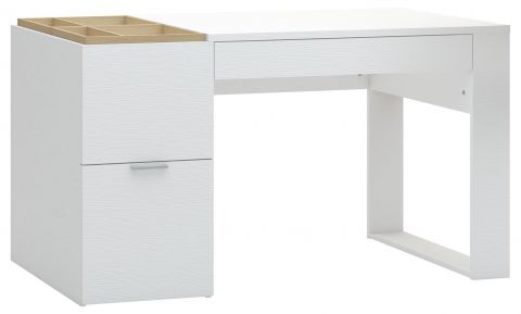 Desk Minnea 37, Colour: White / Oak - Measurements: 78 x 142 x 64 cm (H x W x D)