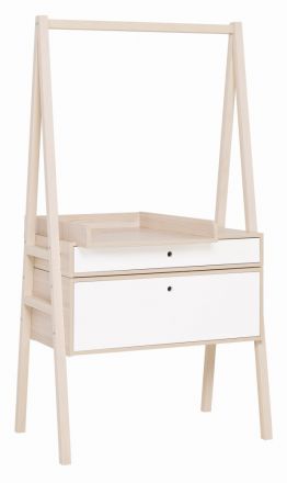 Chest of drawers with changing unit Hildrid 03, Colour: Acacia / White - Measurements: 185 x 98 x 64 cm (H x W x D)