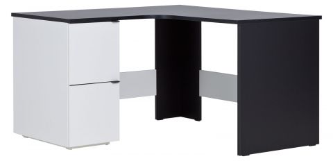 Children's room - Corner Desk Marincho 69, Colour: White / Black - Measurements: 75 x 135 x 130 cm (h x w x d)