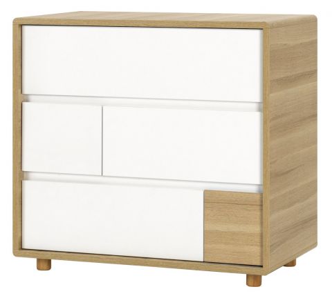 Chest of drawers Nalle 02, Colour: Oak / White - Measurements: 85 x 95 x 53 cm (H x W x D)