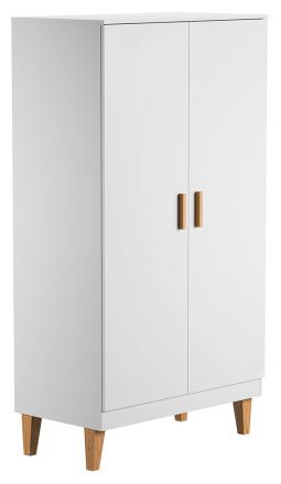 Hinged door cabinet / Wardrobe Rilind 04, Colour: White / Oak - Measurements: 187 x 100 x 55 cm (H x W x D)