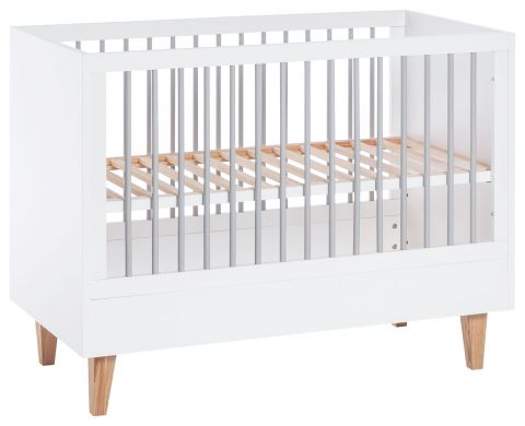 Baby bed / Kid bed Syrina 01, Colour: White / Grey - Lying area: 60 x 120 cm (w x l)