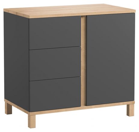 Chest of drawers Lijan 03, Colour: Grey / Oak - Measurements: 84 x 90 x 53 cm (h x w x d)