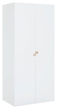 Children's room - Hinged door cabinet / Wardrobe Skalle 10, Colour: White - Measurements: 206 x 94 x 60 cm (H x W x D)