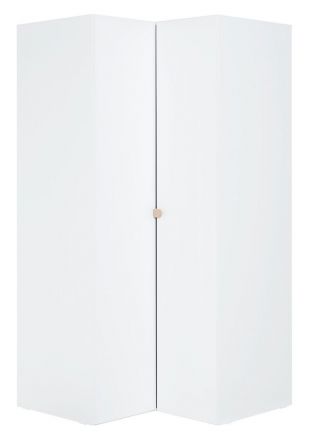 Children's room - Hinged door cabinet / Corner Wardrobe Skalle 12, Colour: White - Measurements: 206 x 104 x 104 cm (H x W x D)