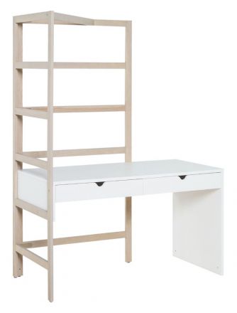 Children's room - Desk Skalle 05, Colour: White / Pine - Measurements: 190 x 137 x 69 cm (H x W x D)