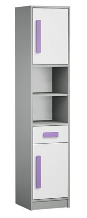 Children's room - Wardrobe Olaf 04, Colour: Anthracite / White / Purple, partial solid wood - 191 x 40 x 40 cm (H x W x D)