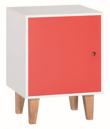 Children's room - Bedside table Syrina 14, Colour: White / Red - Measurements: 72 x 54 x 45 cm (h x w x d)