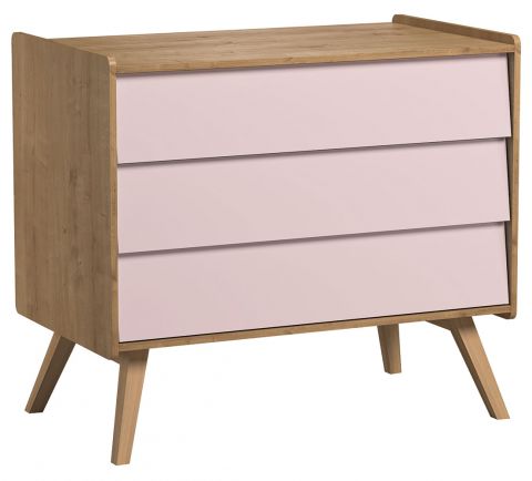 Dresser Jorinde 06, Colour: Oak / Pink - Measurements: 90 x 100 x 59 cm (H x W x D)