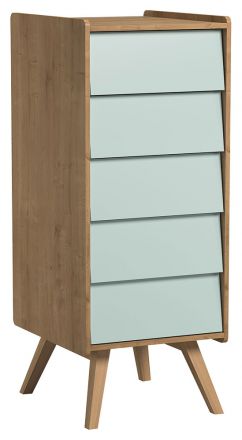 Dresser Jorinde 13, Colour: Oak / Green - Measurements: 128 x 51 x 41 cm (h x w x d)