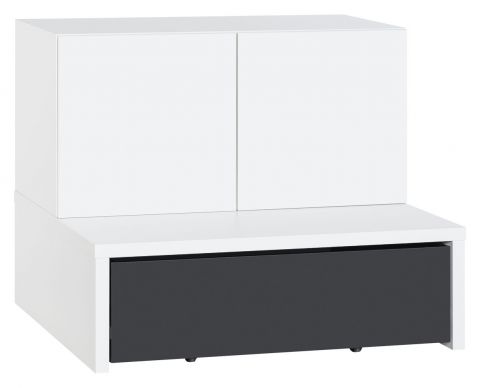 Children's room - Chest of drawers Marincho 04, 2-part, Colour: White / Black - Measurements: 89 x 107 x 95 cm (H x W x D)