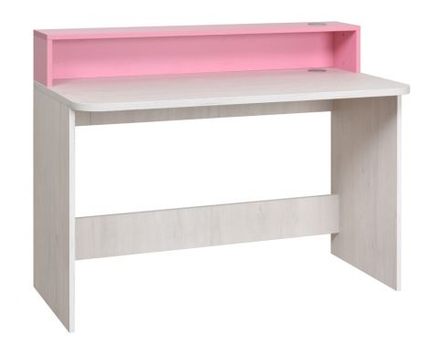 Children's room - Desk Luis 04, Colour: Oak White / Pink - 93 x 120 x 60 cm (H x W x D)