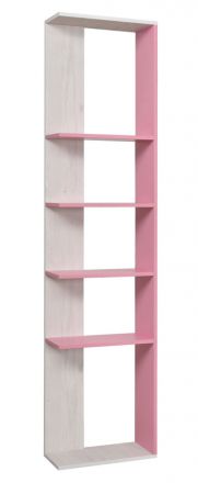 Children's room - Shelf Luis 07, Colour: Oak White / Pink - 218 x 50 x 22 cm (h x w x d)