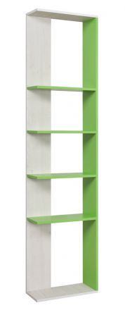 Children's room - Shelf Luis 07, Colour: Oak White / Green - 218 x 50 x 22 cm (h x w x d)