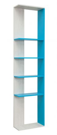 Children's room - Shelf Luis 07, Colour: Oak White / Blue - 218 x 50 x 22 cm (h x w x d)