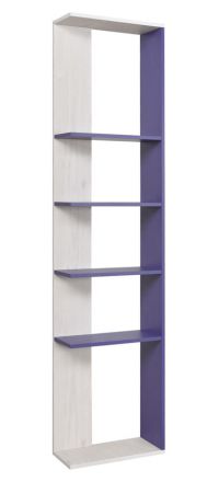 Children's room - Shelf Luis 07, Colour: Oak White / Purple - 218 x 50 x 22 cm (h x w x d)