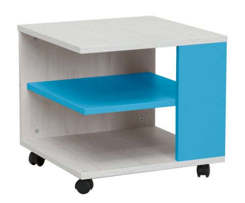 Children's room - Coffee table Luis 09, Colour: Oak White / Blue - 45 x 45 x 43 cm (W x D x H)