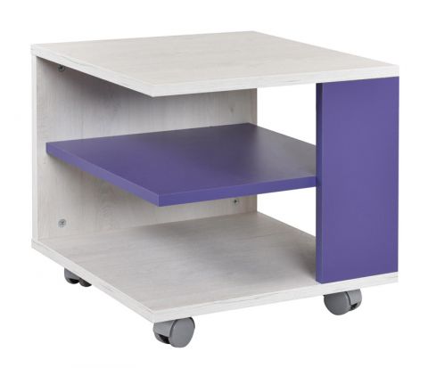 Children's room - Coffee table Luis 09, Colour: Oak White / Purple - 45 x 45 x 43 cm (W x D x H)