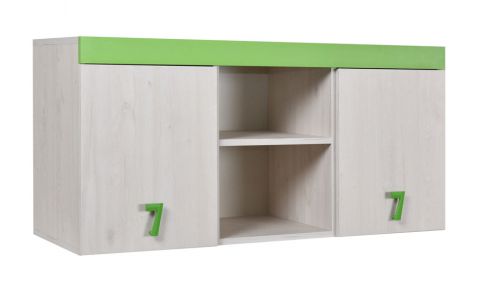 Children's room - Wall cabinet Luis 15, Colour: Oak White / Green - 58 x 120 x 42 cm (H x W x D)