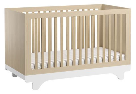 Baby bed / kid bed Lillebror 01, Colour: Birch / White - Lying surface: 70 x 140 cm (w x l)
