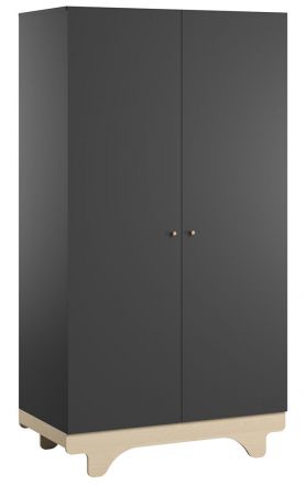 Hinged door cabinet / Wardrobe Lillebror 03, Colour: Grey / Birch - Measurements: 185 x 100 x 52 cm (H x W x D)