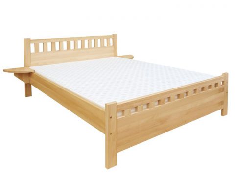 Single bed 67A, solid pine wood, clearly varnished, incl. slatted bed frame - size 140 x 200 cm