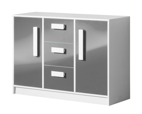 Chest of drawers Walter 06, Colour: White / Grey high gloss - 85 x 120 x 40 cm (h x w x d)