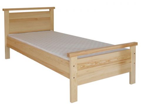 Single bed / Guest bed 70C, solid pine wood, clear finish, incl. slatted bed frame - 100 x 200 cm