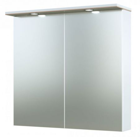 Bathroom - Mirror cabinet Bijapur 07, Colour: Beige Glossy - 73 x 76 x 14 cm (H x W x D)