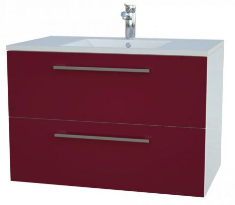Vanity unit Bijapur 20, Colour: Glossy Red - 50 x 76 x 47 cm (H x W x D)