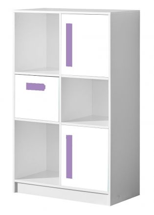 Chest of drawers Walter 07, Colour: White high gloss / Purple - 133 x 80 x 40 cm (h x w x d)
